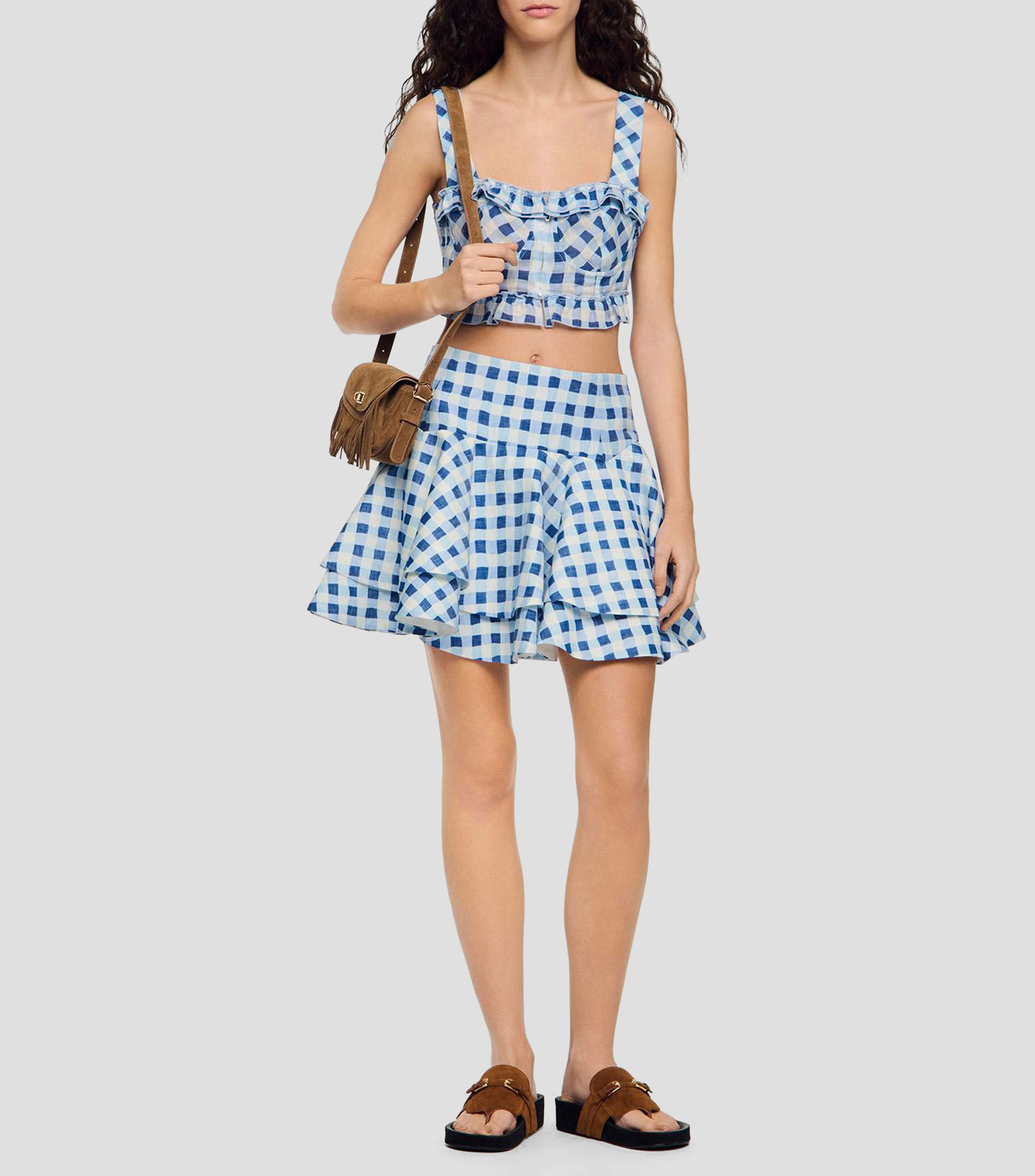 Falda corta de corte regular cuadros Mujer